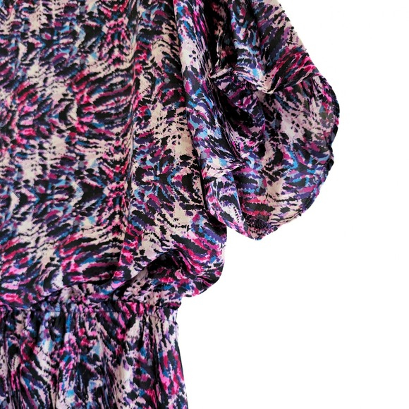 Bethany Dress Size 10 Floral Print Sheer Overlay Flutter Sleeve Midi - Picture 5 of 7